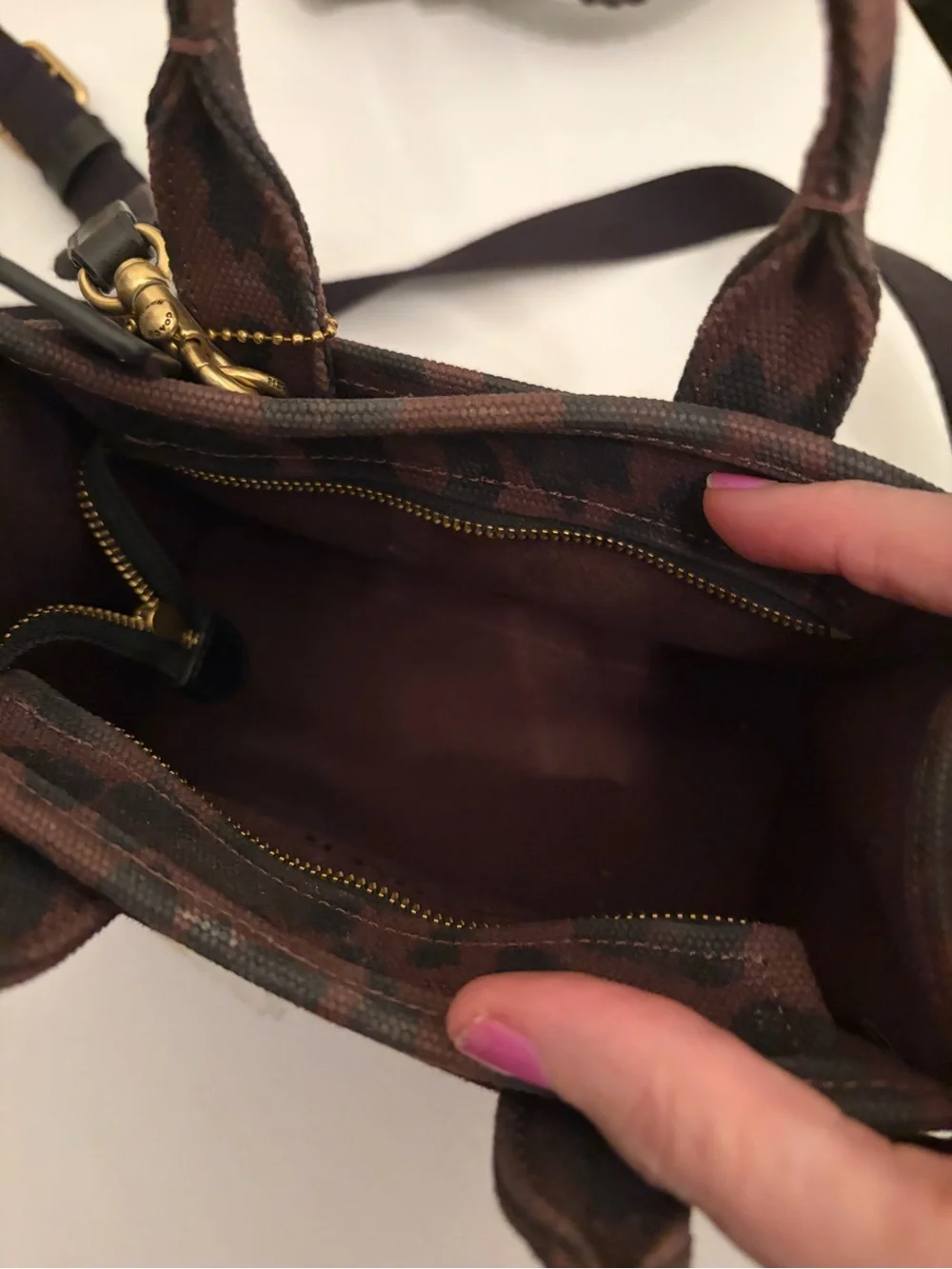 Coach Mini Tote with Leopard Print in Brown and Black